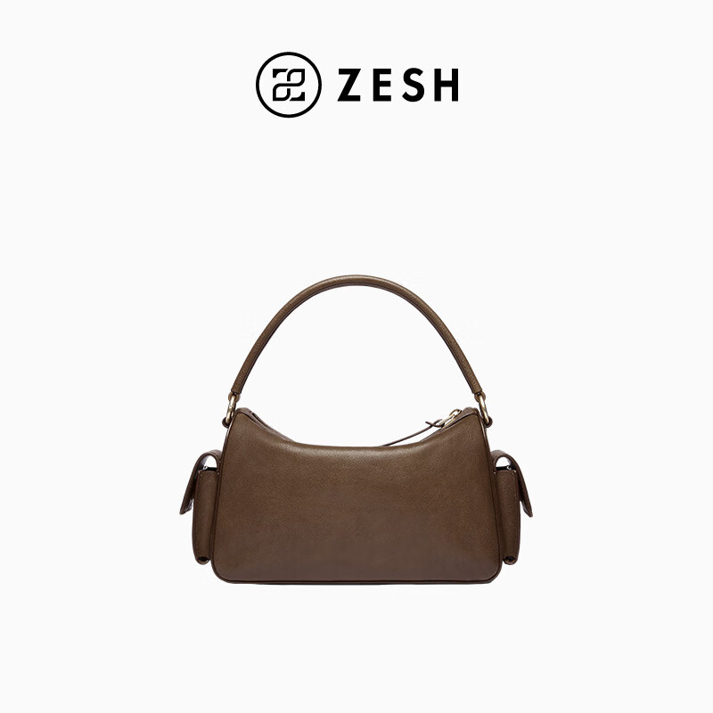 ZESH/泽尚【新品上市】小号枕头包女士时尚休闲通勤手提包女包 棕色