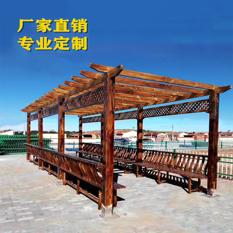 萌依儿葡萄架室外庭院凉亭户外防腐木实木学校文化长廊室外廊亭庭院公