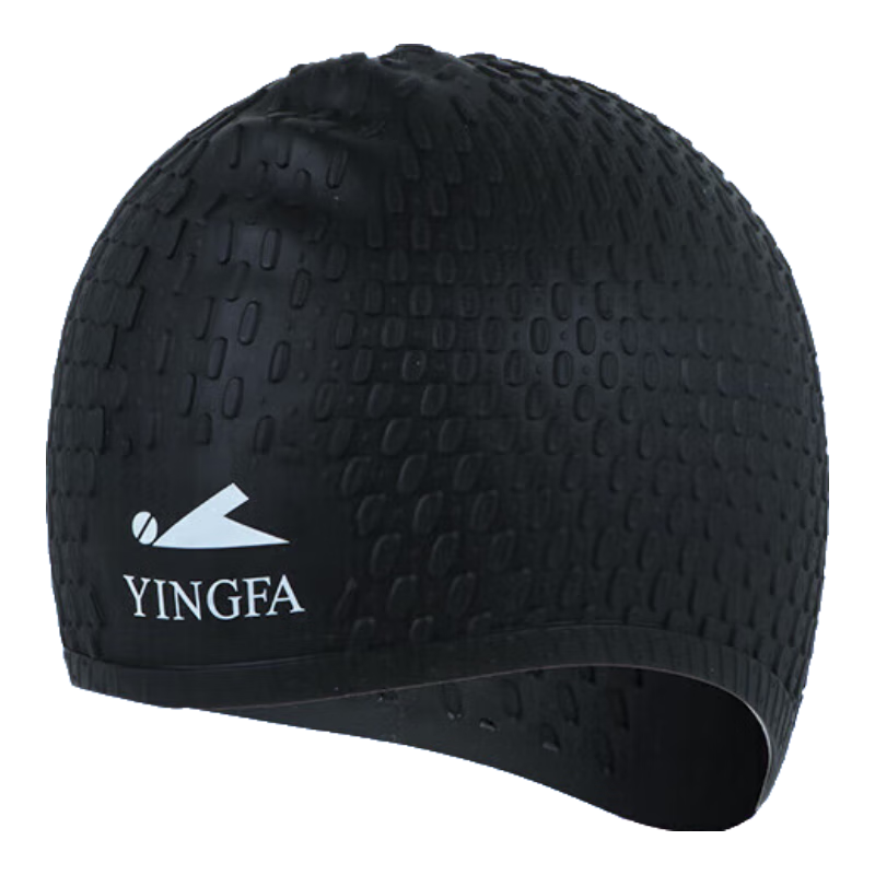 英發(fā)（YINGFA）泳帽 純色硅膠長(cháng)發(fā)防水舒適不勒頭男女通用成人游泳帽 黑色水滴【高彈不勒 大頭圍】