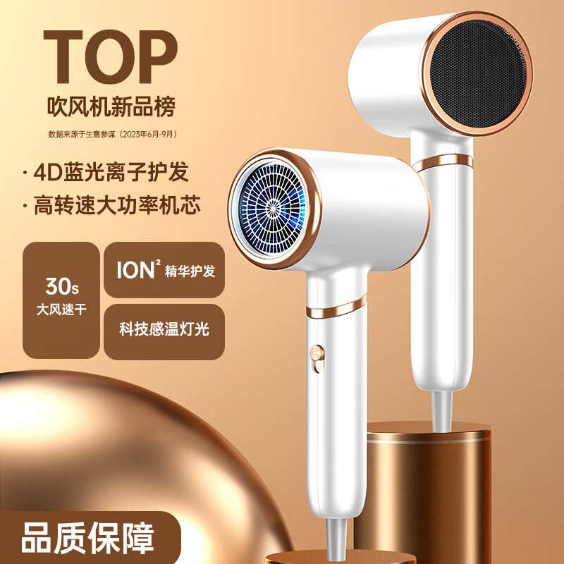 电吹风静音家用护发吹风机负离子学生宿舍大功率高速吹风筒不毛躁 蔷薇花粉色 800功率