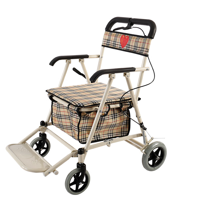 【新品】可推可坐老人手推购物代步车购物车老人手推车折叠可推可坐助