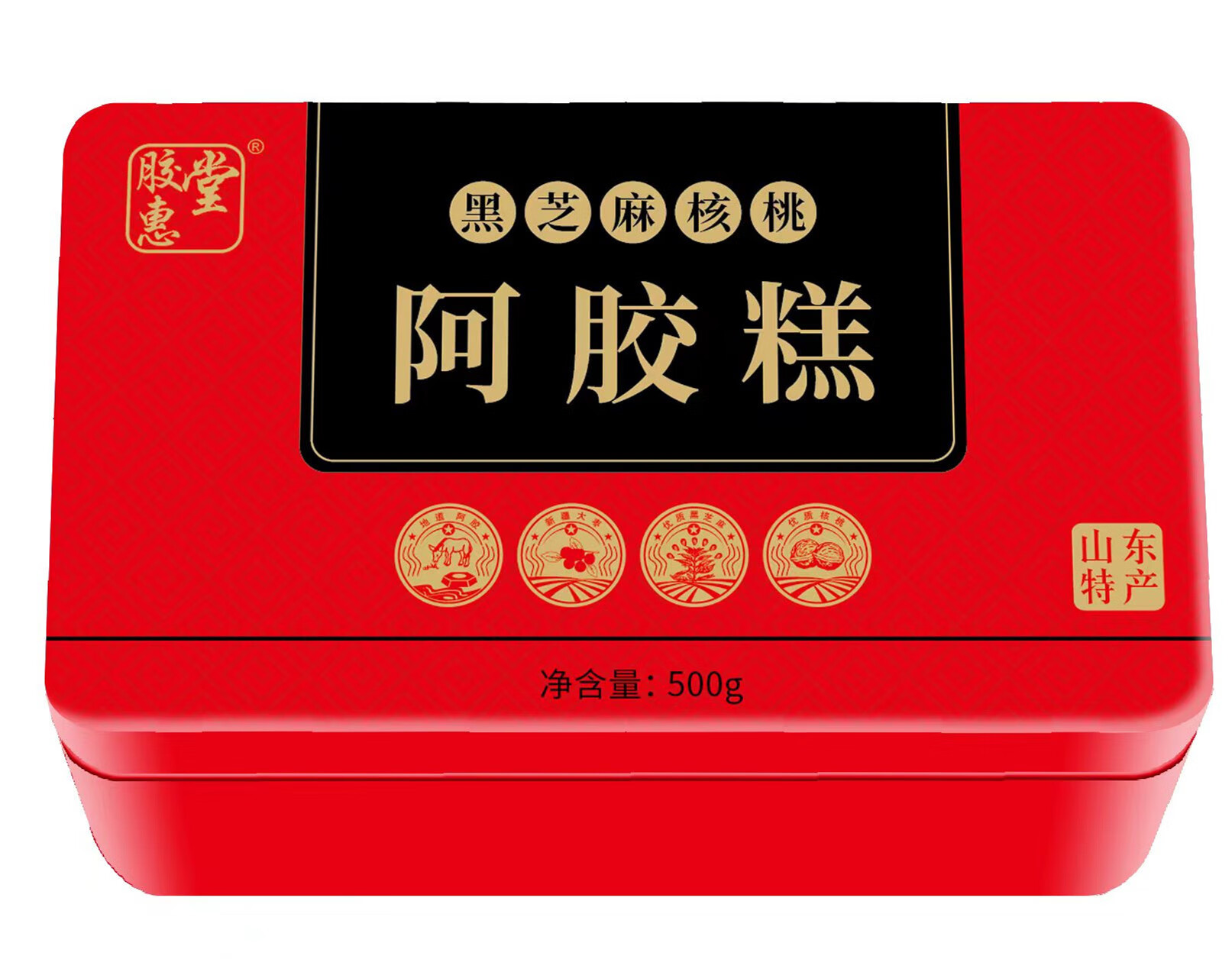 胶惠堂东阿爆品直发驴皮阿胶糕即食阿胶膏500克铁盒阿胶固元糕一 红枣