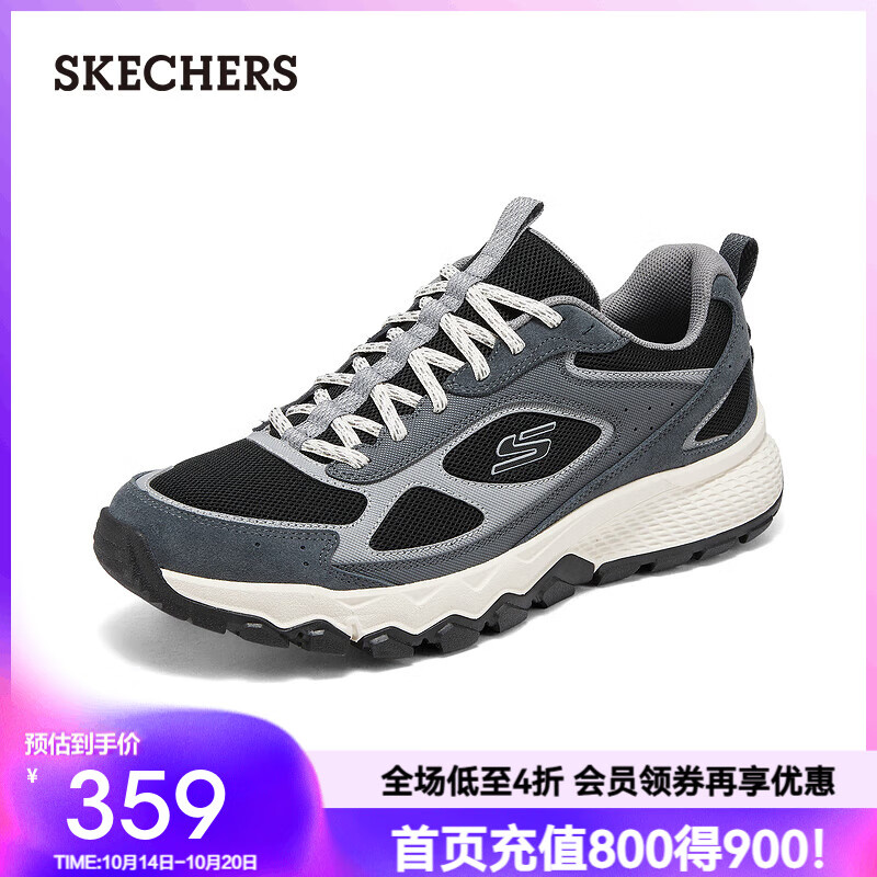 斯凯奇（Skechers）男鞋复古户外鞋徒步鞋轻质舒适缓震城市户外运动休闲鞋237631 灰色/黑色/GYBK 41