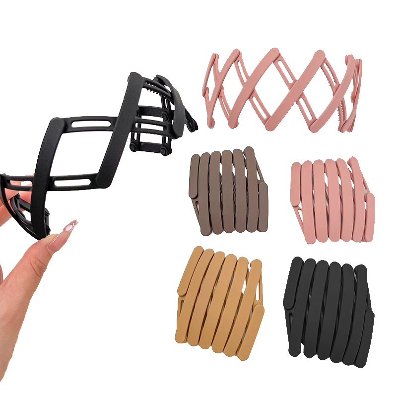 秉优折叠发箍4个装 便携洗脸专用可伸缩旅行防滑压发卡碎发头箍发捆