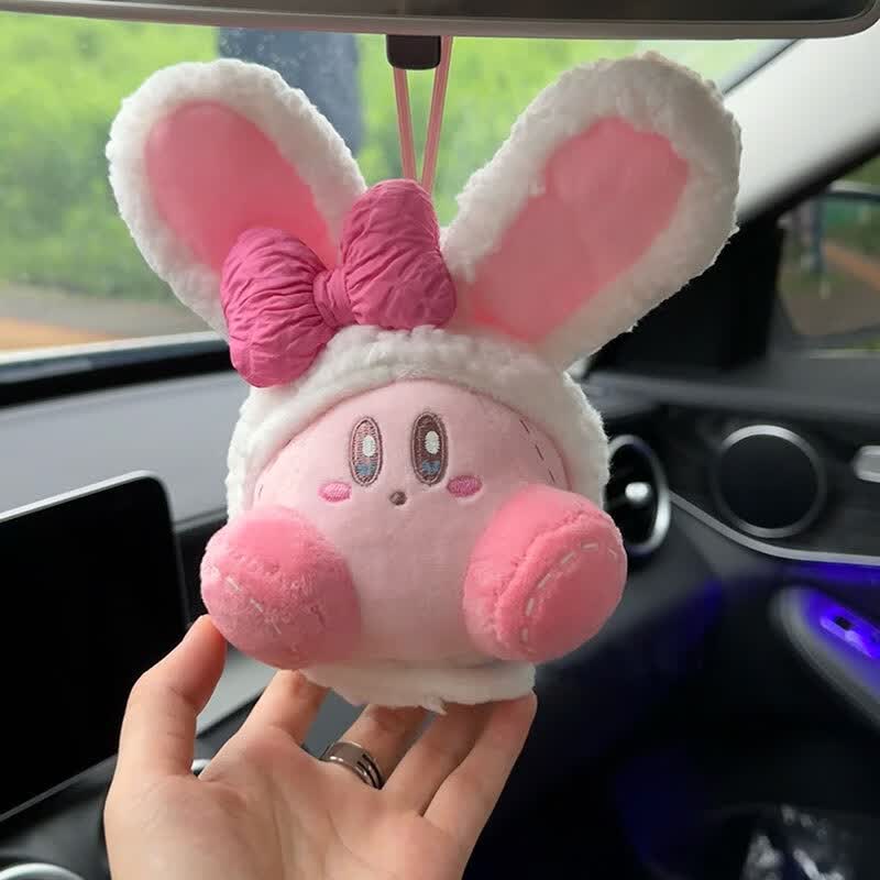 创京懿选汽车内饰挂件高级粉色咔比车载可爱蝴蝶结带护肩套女生车载车