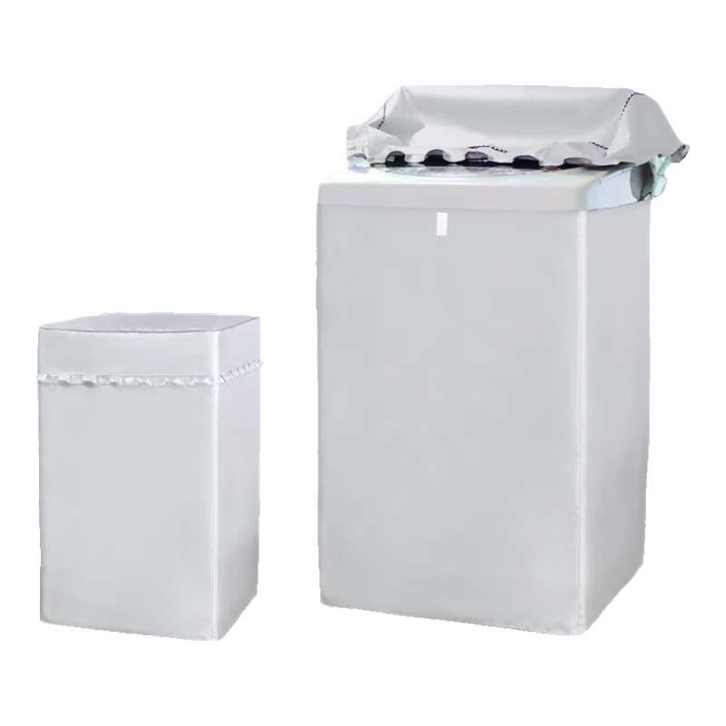 惠而浦（Whirlpool）通用上開(kāi)洗衣機罩6/7/8/9/10防水防曬全自動(dòng)波輪遮陽(yáng)外套子 銀色單面涂銀-粘拉兩用 惠而浦用8公斤[升級綁帶]