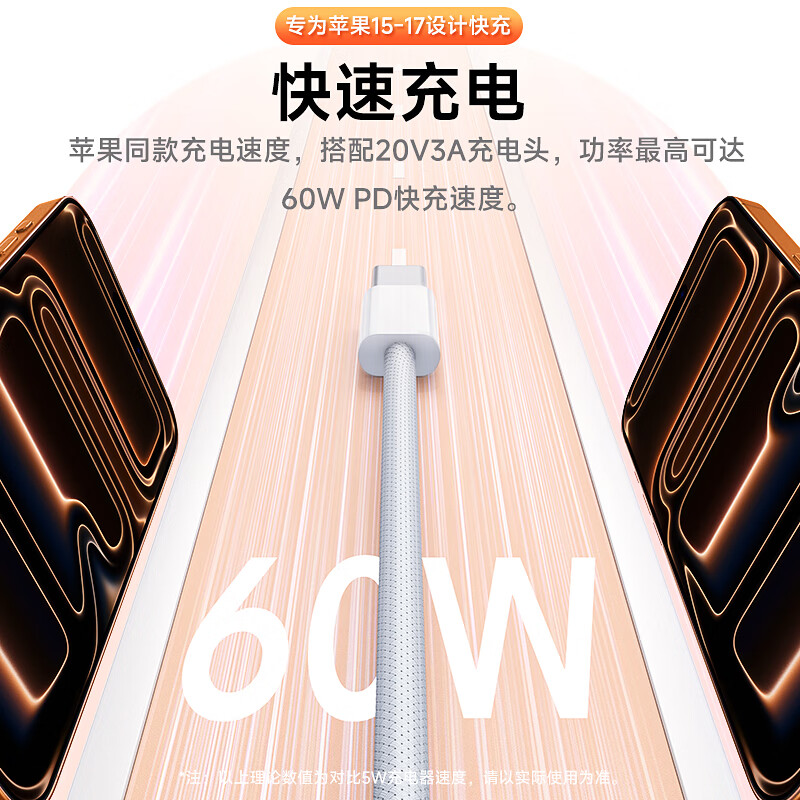 尊匠【直营正品】苹果17/16/15充电线数据线60w适配线原装PD100W快充type-c编织线iPhone16promax pro 苹果17/16/15专用编织线2米