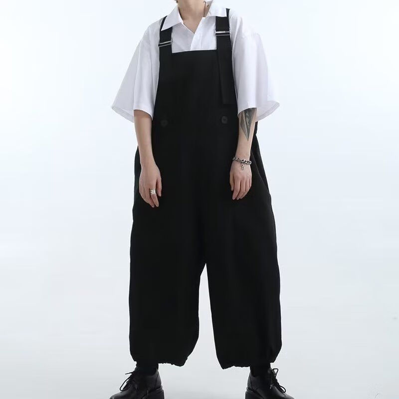 冉同背带工装裤男士休闲裤美式复古大口袋潮流吊带日系连体直筒背带裤