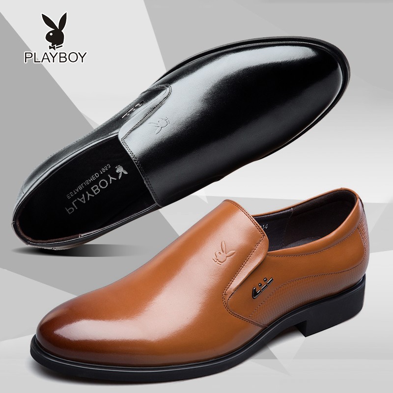 花花公子(playboy)皮鞋男鞋新款男士商务休闲正装鞋头层牛皮时尚英伦