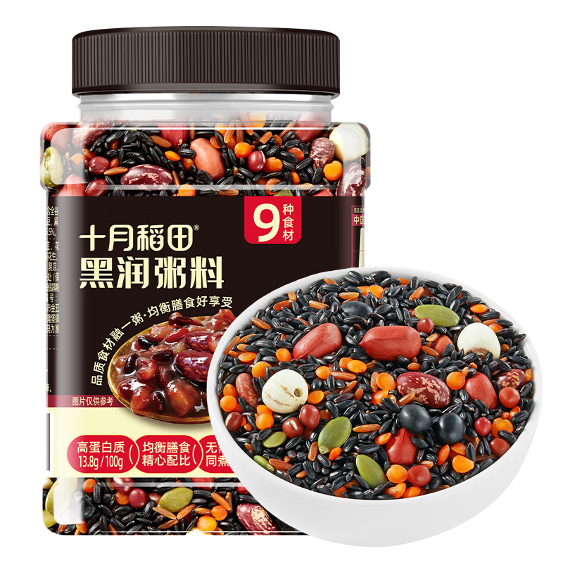 十月稻田 黑润粥料 1.5斤 五谷杂粮粥 黑豆黑米莲子红豆 八宝粥 早餐养胃 