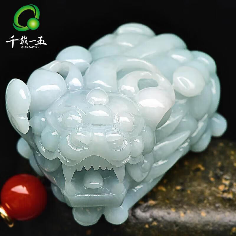 千載一玉【孤品】翡翠手把件 男士龍牌生肖龍玉石把玩件玉器盤玩 帶證書 【淡綠貔貅手把件】款二QZF2125i