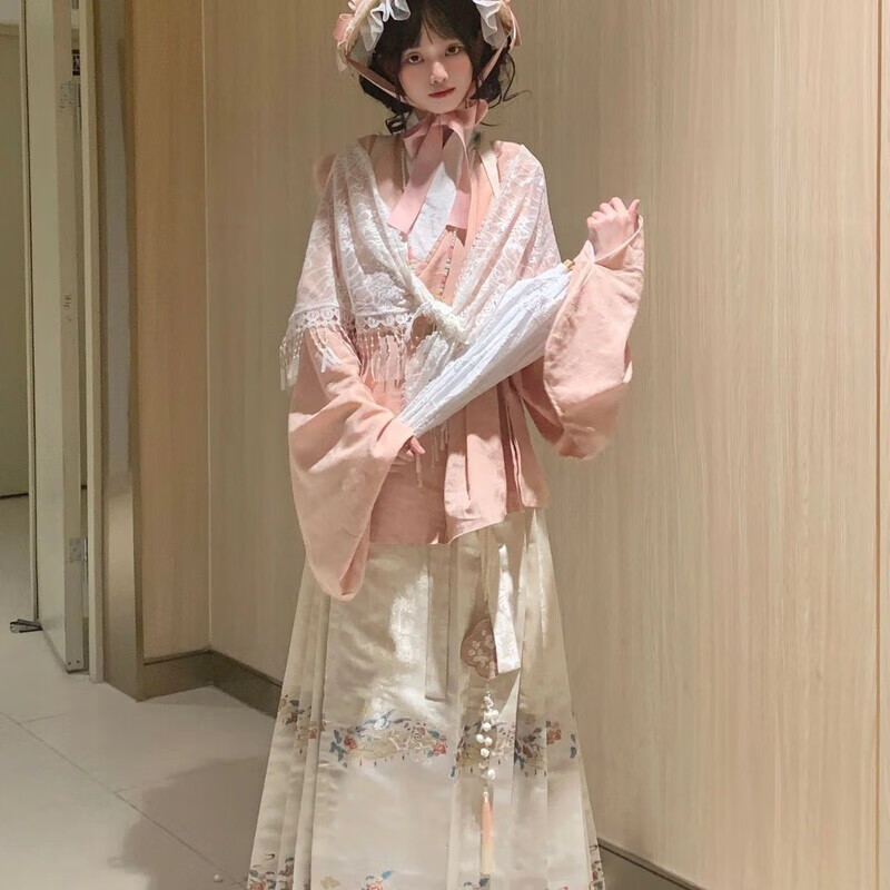 矢向京云染汉洋折衷水木秦淮明制织面裙搭配洋折衷洛丽套装秋冬汉服 套装琵琶䄂上衣+织高品面裙 S