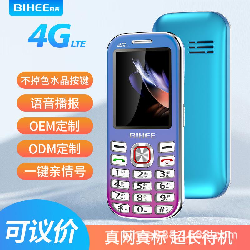 BIHEEBIHEE老年人手机4G全网通非智能手机大声大字超长待机电信直板手 黑色（4g全网通+TYPE-C接口+2.6寸高清