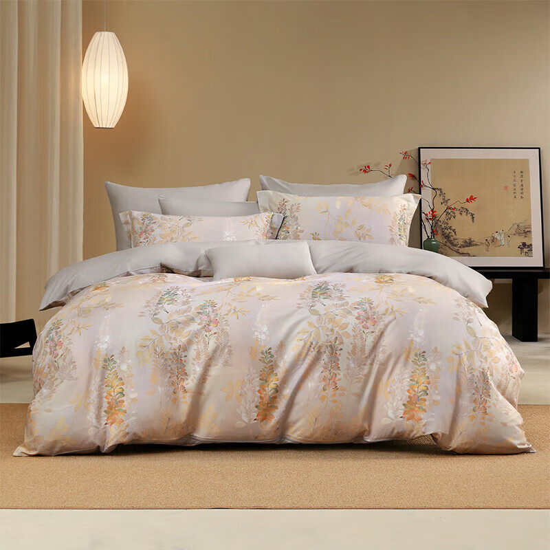 百丽丝四件套100纯棉四件套宿舍三件套四季透气床上四件套可机洗 烟络垂璎 床单款 （被套200*230cm）