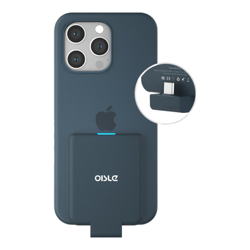 OISLE背夾充電寶適用于蘋果16iPhone15ProMax14電池13Xs12超薄小巧8p便攜迷你無(wú)線電池華為小米三星安卓 藍(lán)色4225mAh厚殼款 蘋果5~14手機(jī)通用Lightning接口