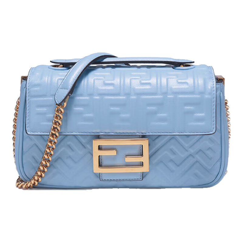 芬迪（FENDI）女士Baguette系列法棍手提單肩斜挎包女包七夕禮物女 8BR793 AH9C F19PR 淺藍(lán)色FF圖案