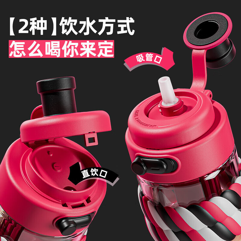 皇家洛克 ROYALLOCKE玻璃杯女生吸管杯高颜值学生便携随手杯办公室高硼硅玻璃水杯 粉色 500ML