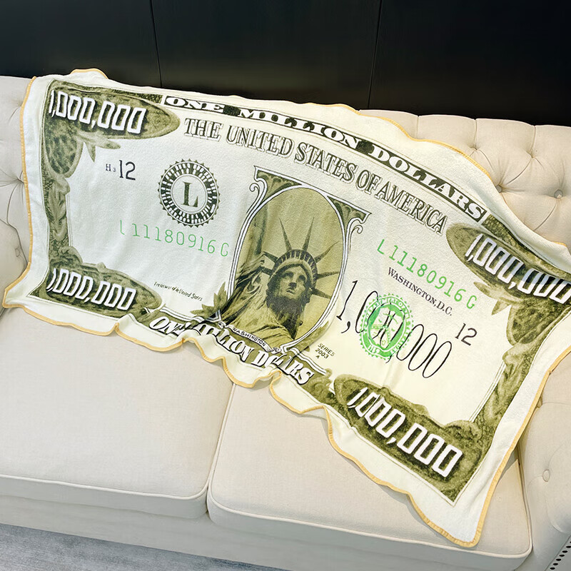 丝麓云搞怪毛毯搞笑钞票一百万美金毯子美元人民币小厚午睡创意沙雕