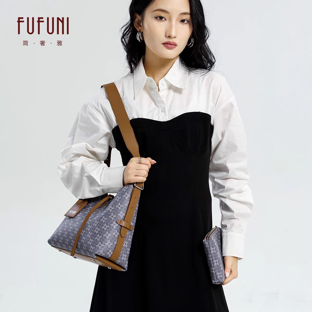 FUFUNI弗芙妮婚包新娘日常用速发托特包女2025新款大容量单肩斜挎包通勤hobo包 雅蓝-赠精美挂饰