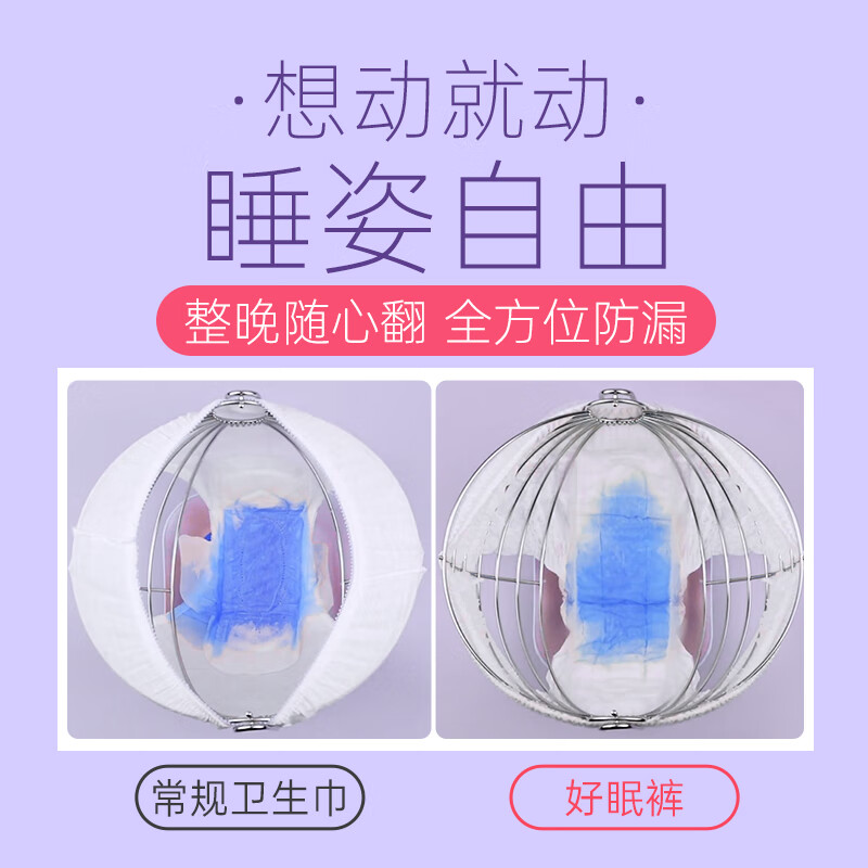 软风研究社一次性卫生巾安心裤夜用裤型卫生巾经期用防漏安睡裤女1包2条装 M-L码 6片 80-110斤