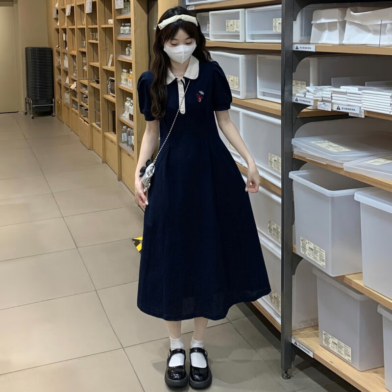 藏青色【夏天穿搭 女孩 漂亮 日 s