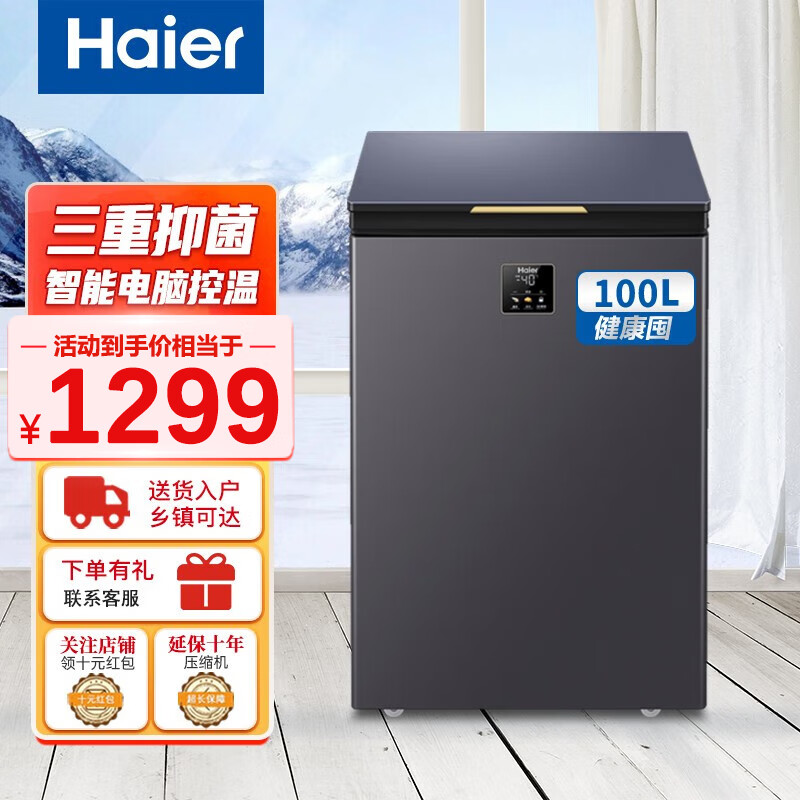 海尔(haier)海尔小冰柜100升/142升冷柜一级能效节能省电零下-40度