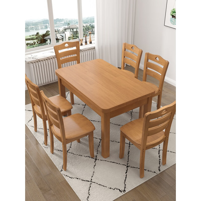 游复吟全实木餐桌纯实木全实木小户型长方形餐桌家用简约1.