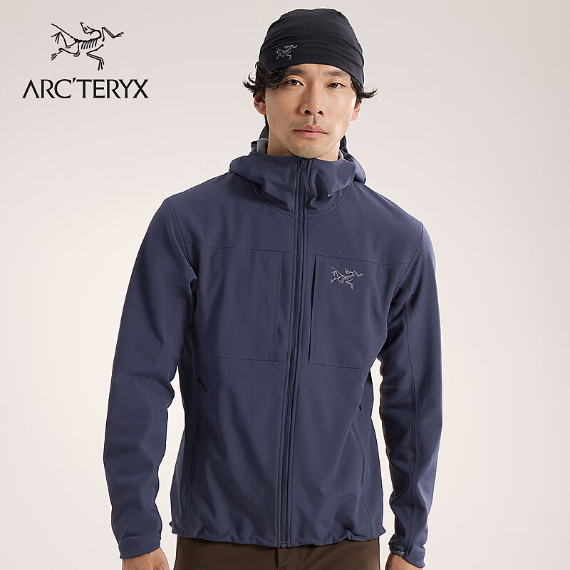 ARC'TERYX始祖鸟 GAMMA MX HOODY 防风 男子 软壳夹克 BLACK SAPPHIRE II/蓝黑色 M