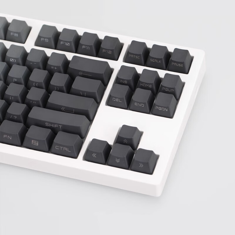 腹灵MK870微尘侧刻机械键盘87键蓝牙无线三模成品游戏办公客制化套件 【单模】白色面+黯影侧刻键帽 凯华BOX白轴V2【圆珠笔音】