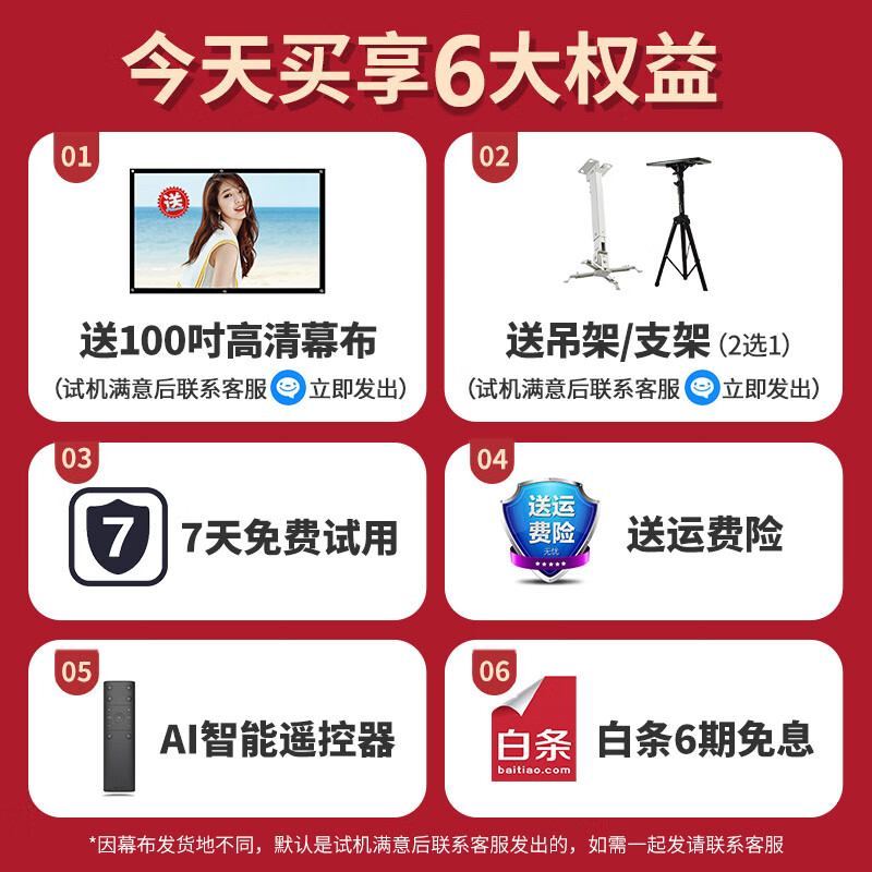 智越家投影仪家用家庭影院8k超高清白天1080P办公投影机卧室投墙电视手机补贴 全自动对焦+全封闭光机+4K解码+AI语音