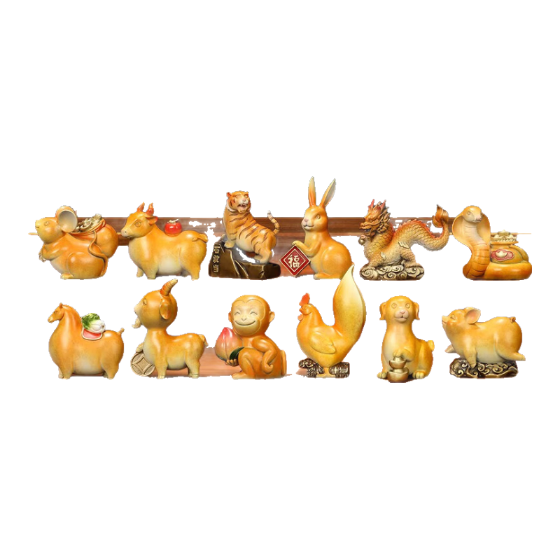 吉善緣 全銅十二生肖擺件 12生肖家居客廳酒柜書房裝飾辦公室喬遷工藝品 十二生肖一套