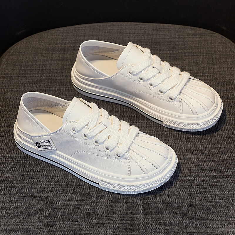 高麦昆情贝壳头小白鞋女春夏2024新款薄款百搭踩脚两穿轻便防滑休闲鞋