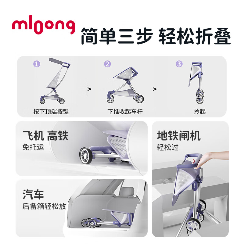 曼龙婴儿推车遛娃神器婴儿车0-6岁用折叠可坐可躺带减震口袋推车 T10-口袋推车 一键收车 就酱紫