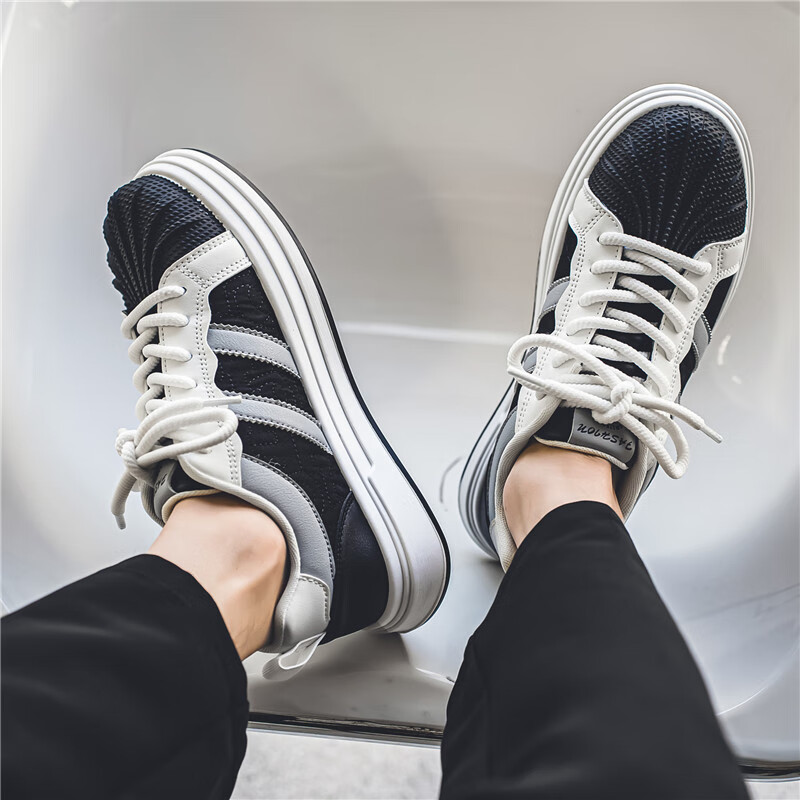 芹品休闲鞋男春秋款搭配牛仔裤 春季潮流板鞋透气帆布运动鞋子男潮鞋