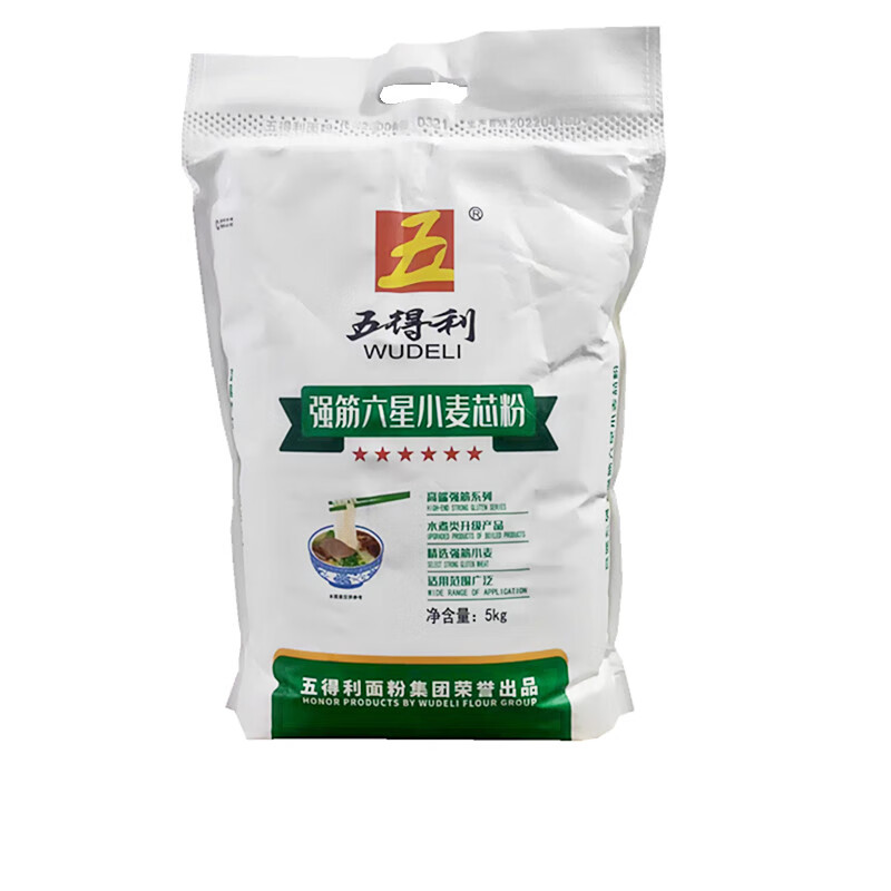 五得利六星强筋小麦芯粉 5kg10斤面粉馒头包子水饺面条面包粉 强筋