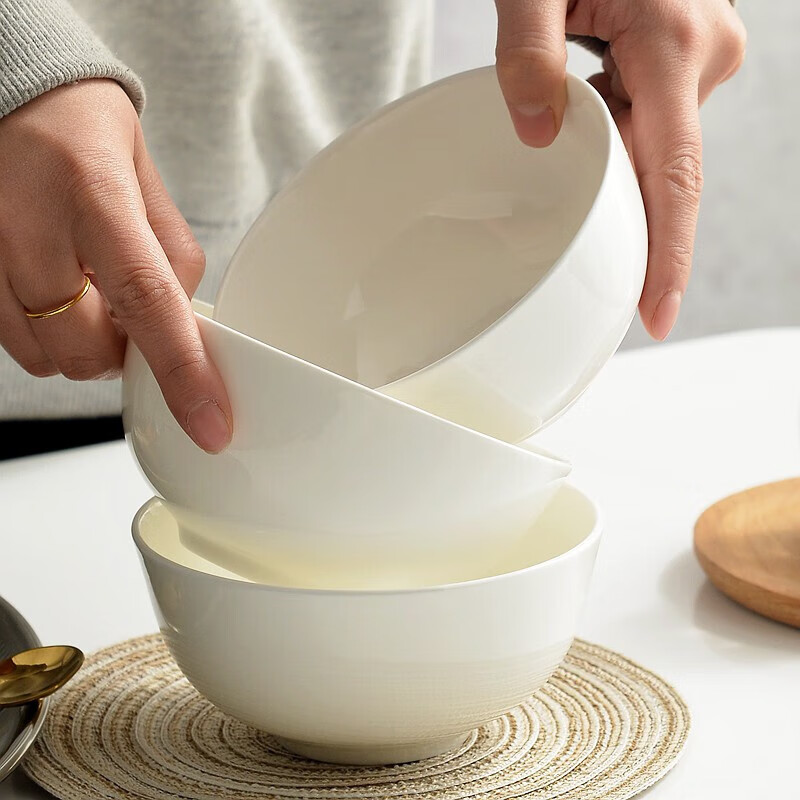 宰搂厂家直供唐山骨瓷碗家用套装白色饭碗米饭碗陶瓷碗2023新 8英寸奥碗大号汤碗