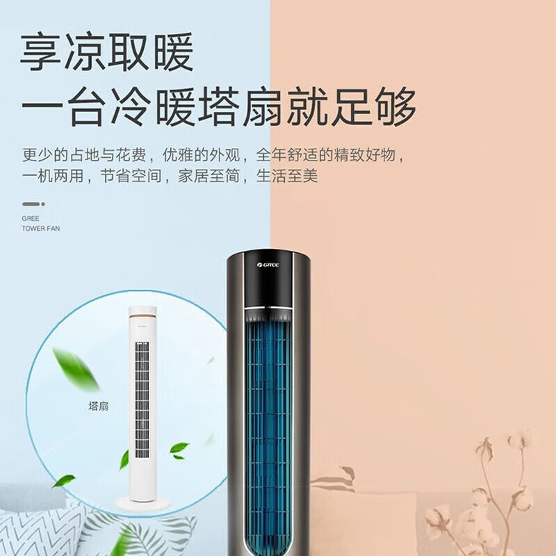 格力（GREE） 塔扇冷暖两用落地扇 电风扇家用塔式无叶加湿风扇等离子除菌取暖器暖风机WIFI 智控节能低躁电扇 FL-1001RBag
