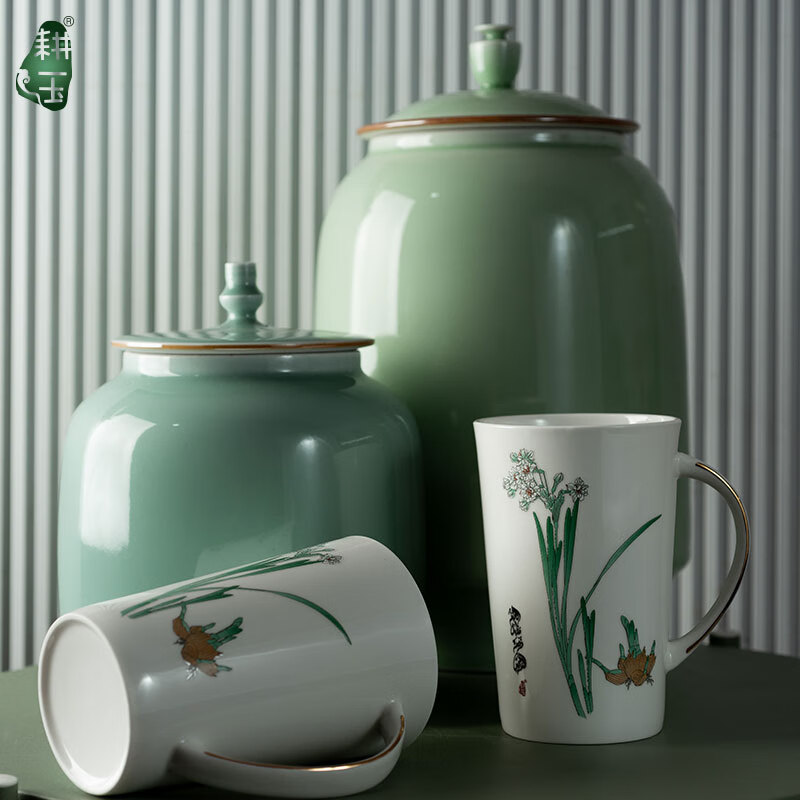 更羽回族用品 回民礼物 浮雕陶瓷杯 陶瓷马克杯 伴手礼 水仙彩釉陶瓷杯