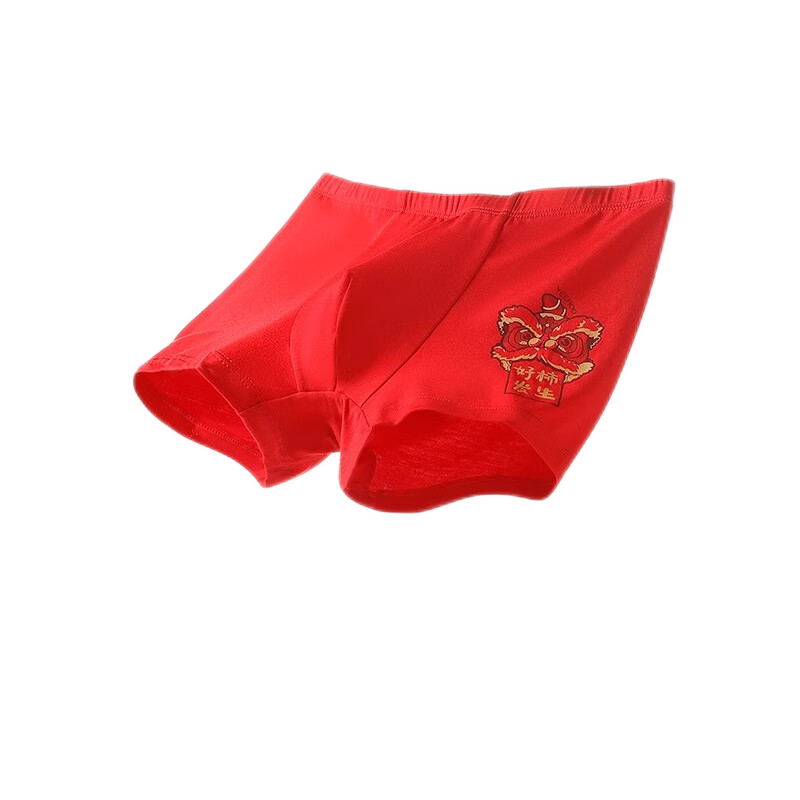 英氏（YEEHOO）新年礼物2条装儿童内裤男女童抑菌红色内裤本命年平角短裤 舞狮男童 2条 110