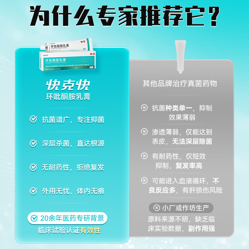 快克快环吡酮胺乳膏抗真菌官方旗舰店脚气止痒脱皮环吡酮擦剂搽剂涂