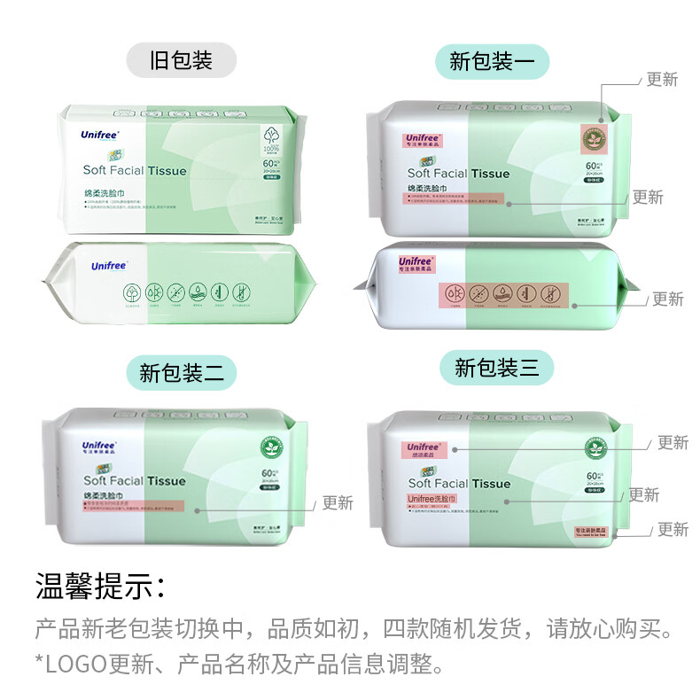 unifree 珍珠纹一次性洗脸巾抽取式洗面巾加大加厚干湿两用卸妆洁面巾 珍珠纹洗脸巾60抽*3包