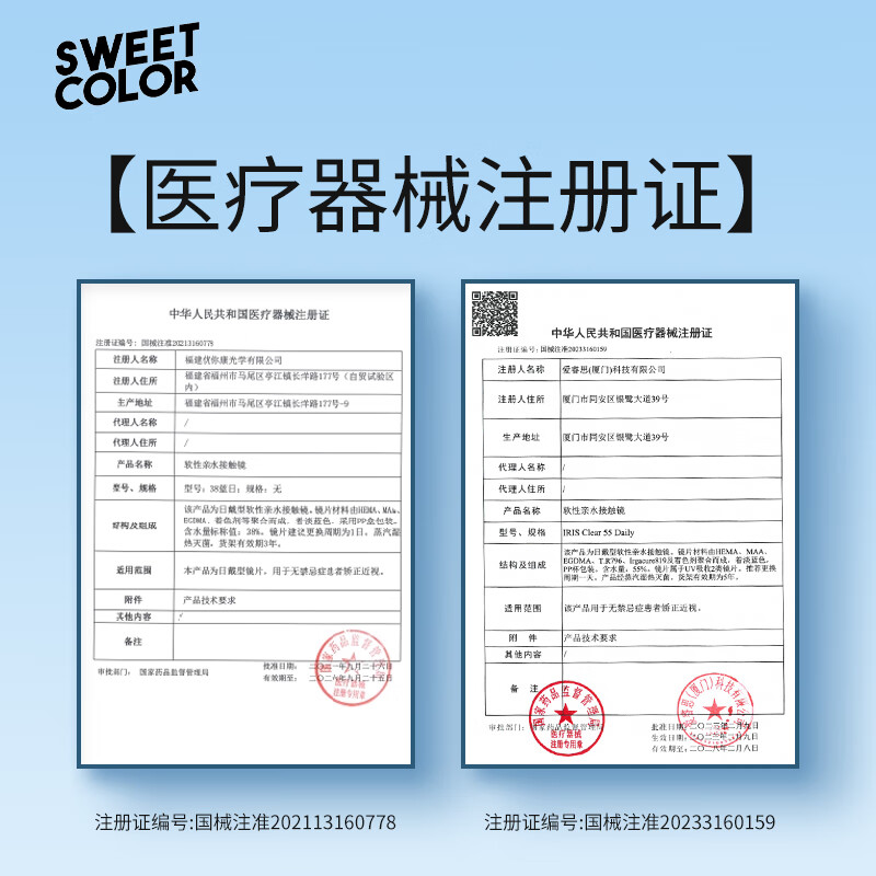 Sweet Color透明隐形眼镜【透明日抛10片】水润蓝片一次性隐形近视眼镜 375度