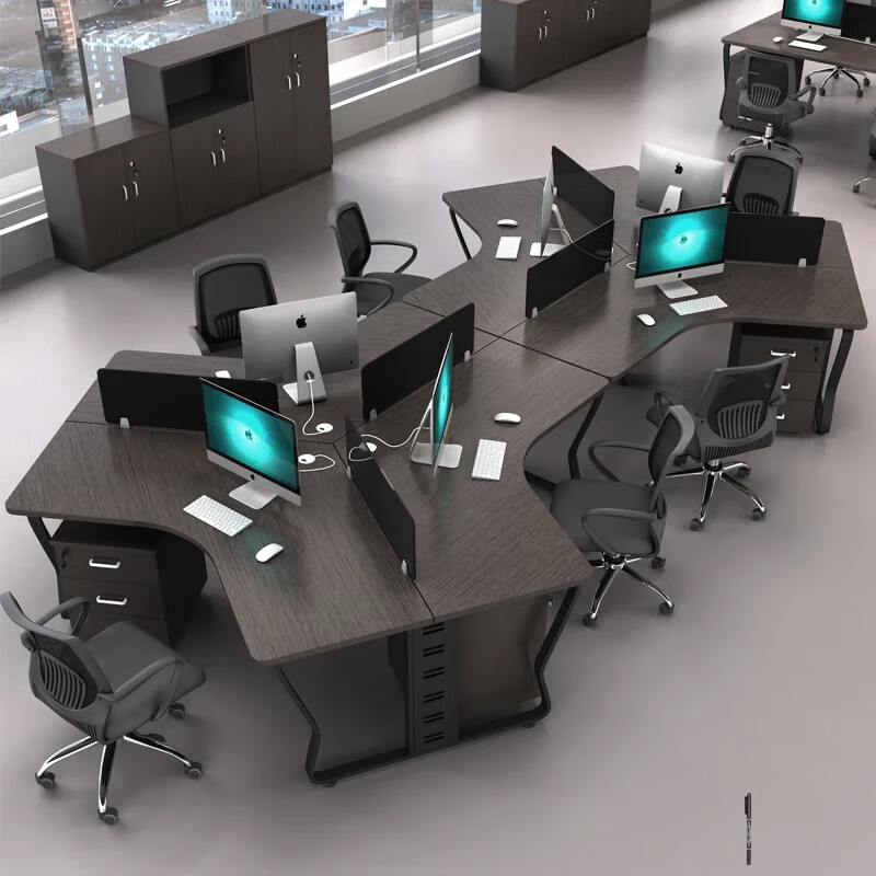 妙蕊职员办公桌椅组合办公室简约现代员工位卡座员工桌3/6人办