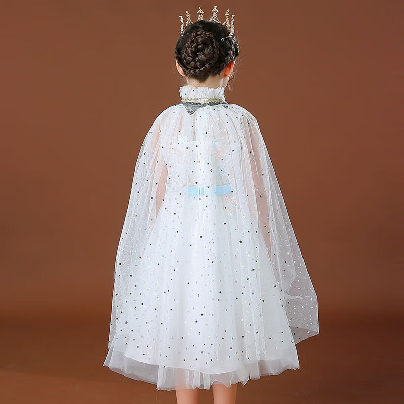 dayi)六一儿童节表演公主披风孔雀仙子亮片网纱薄纱女孩披风斗篷服装