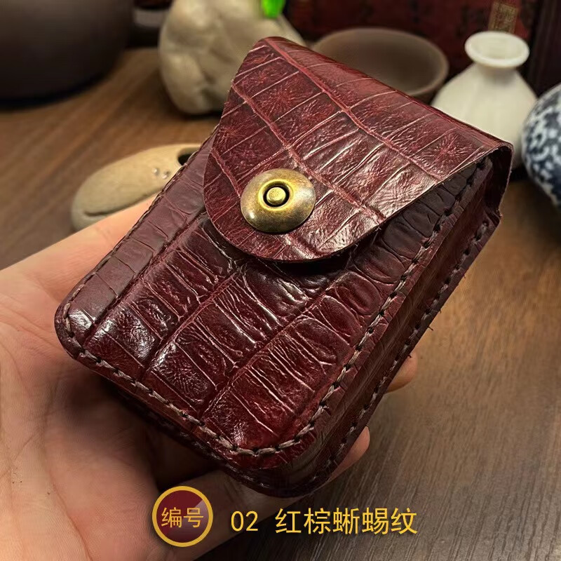 魔惑時(shí)尚真皮煙盒創(chuàng)意頭層皮手工縫制20支裝粗支個(gè)性復(fù)古煙盒送朋友 紅棕蜥蜴紋（贈(zèng)送塑料內(nèi)膽）