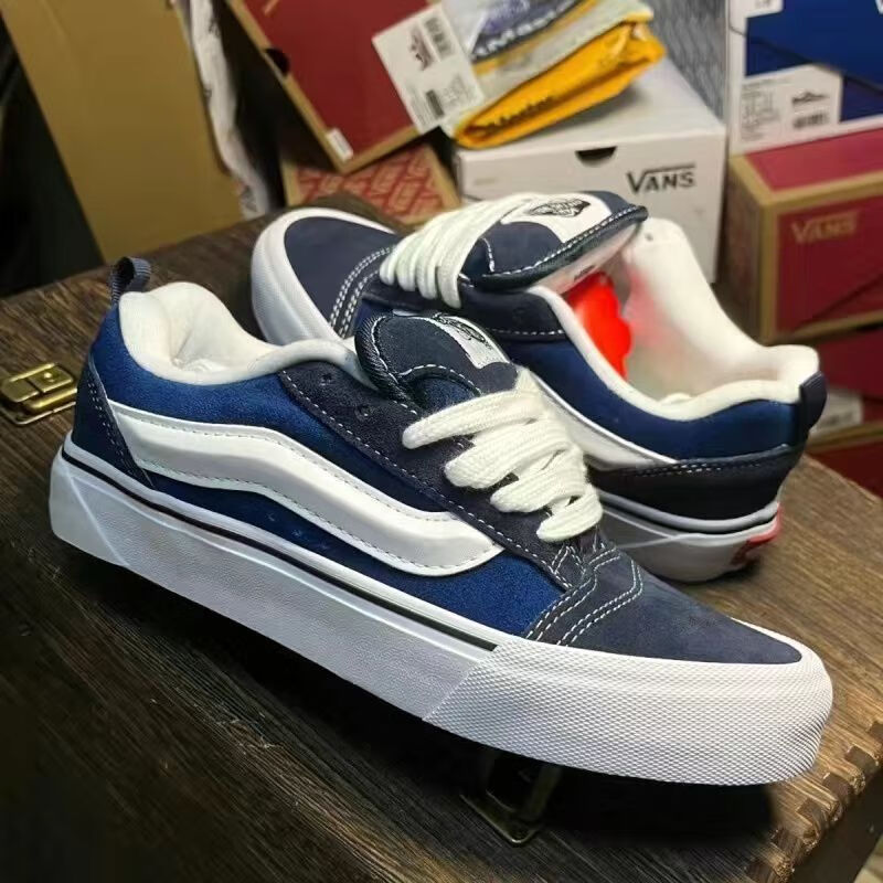 万斯（VANS）范斯男女鞋Knu Skool火龙果厚底鞋 美式复古低帮滑板鞋休闲鞋 Knu Skool - 蓝白 42