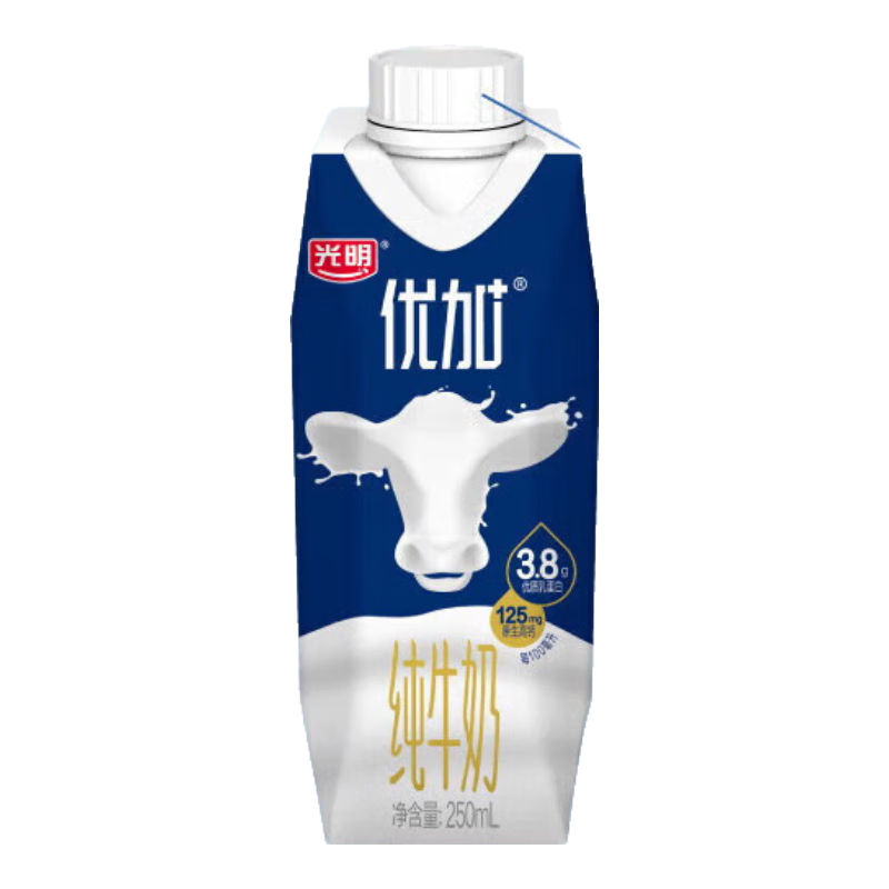 光明优加3.8g蛋白纯牛奶100%生牛乳 梦幻盖牛奶250ml*10盒 礼盒