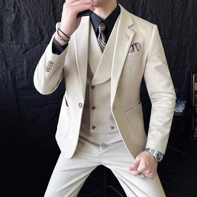 希尾结婚西装男正装套装秋冬季加厚呢士韩版修身商务休闲帅气呢料西服