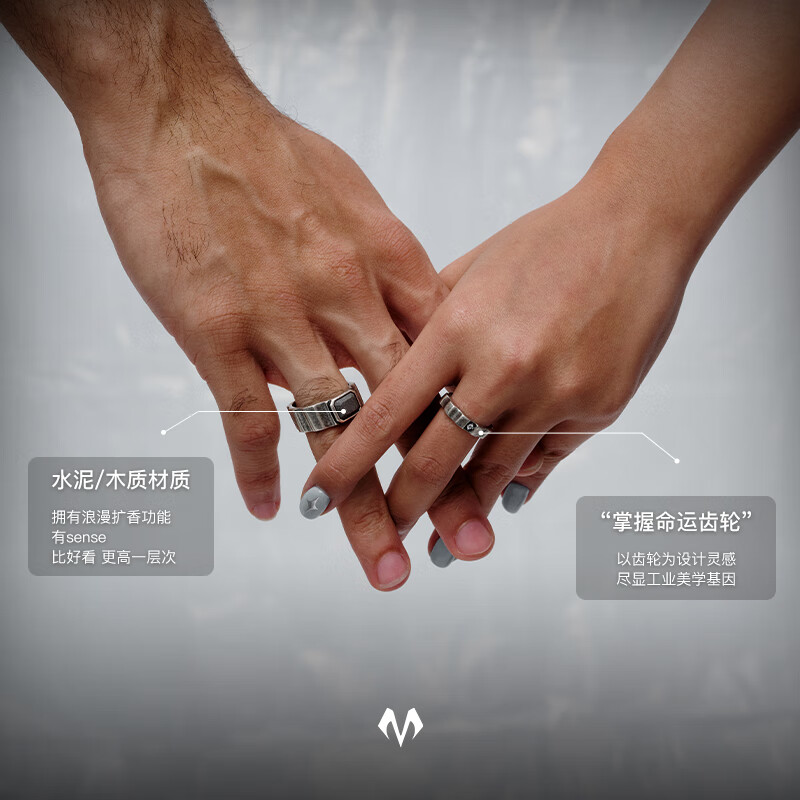 BABAMA【丁禹兮同款】野木齿轮戒指男开口戒女情侣对戒生日礼物 【古银水泥】53mm