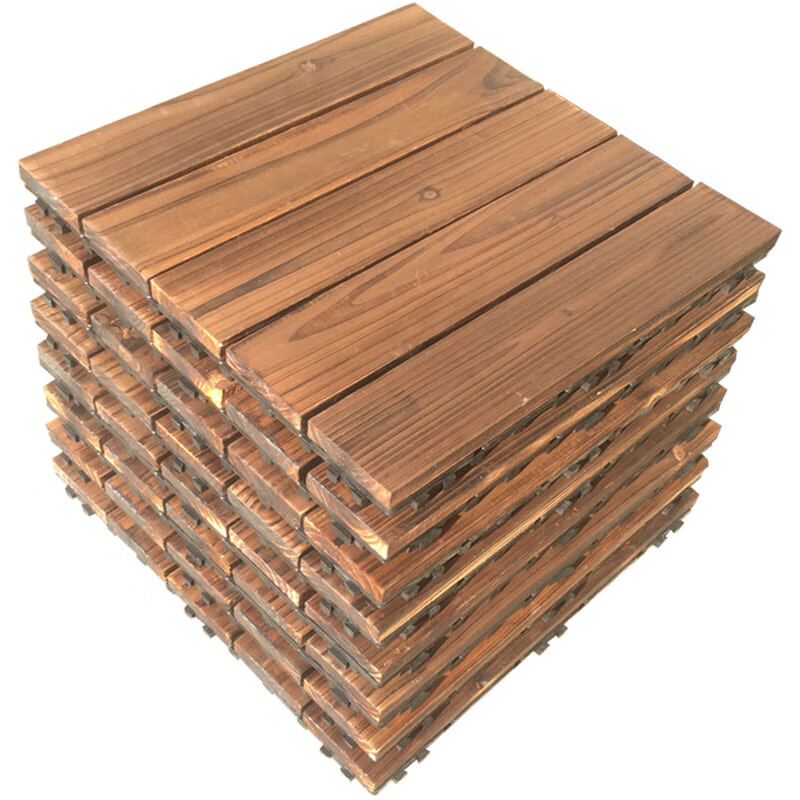 画萌阳台木地板碳化户外室外拼接露台浴室防滑实木地板花园防 平面